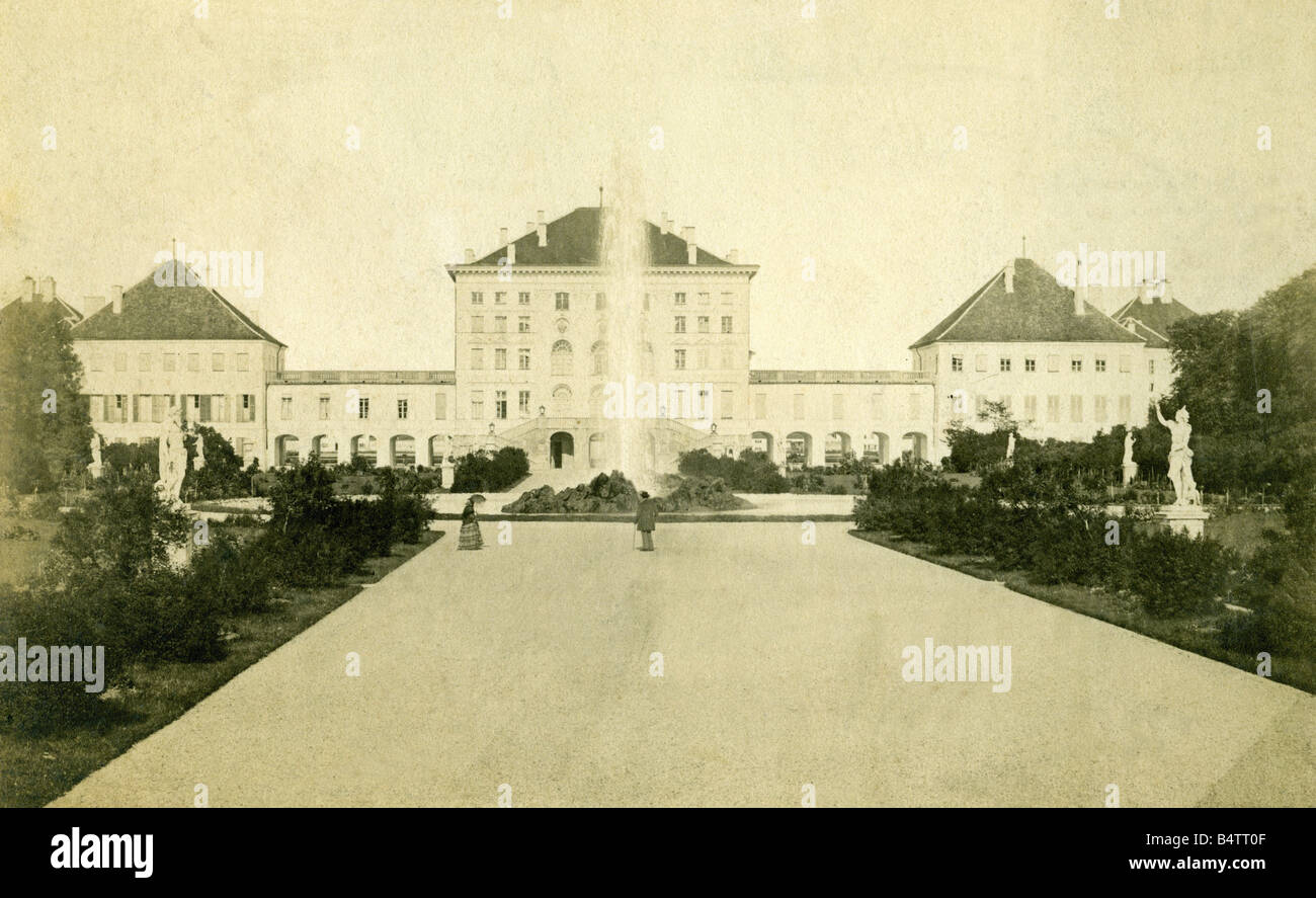 Geografie/Reisen, Deutschland, München, Schloss Nymphenburg, Außenansicht, 2. Hälfte des 19. Jahrhunderts, Stockfoto