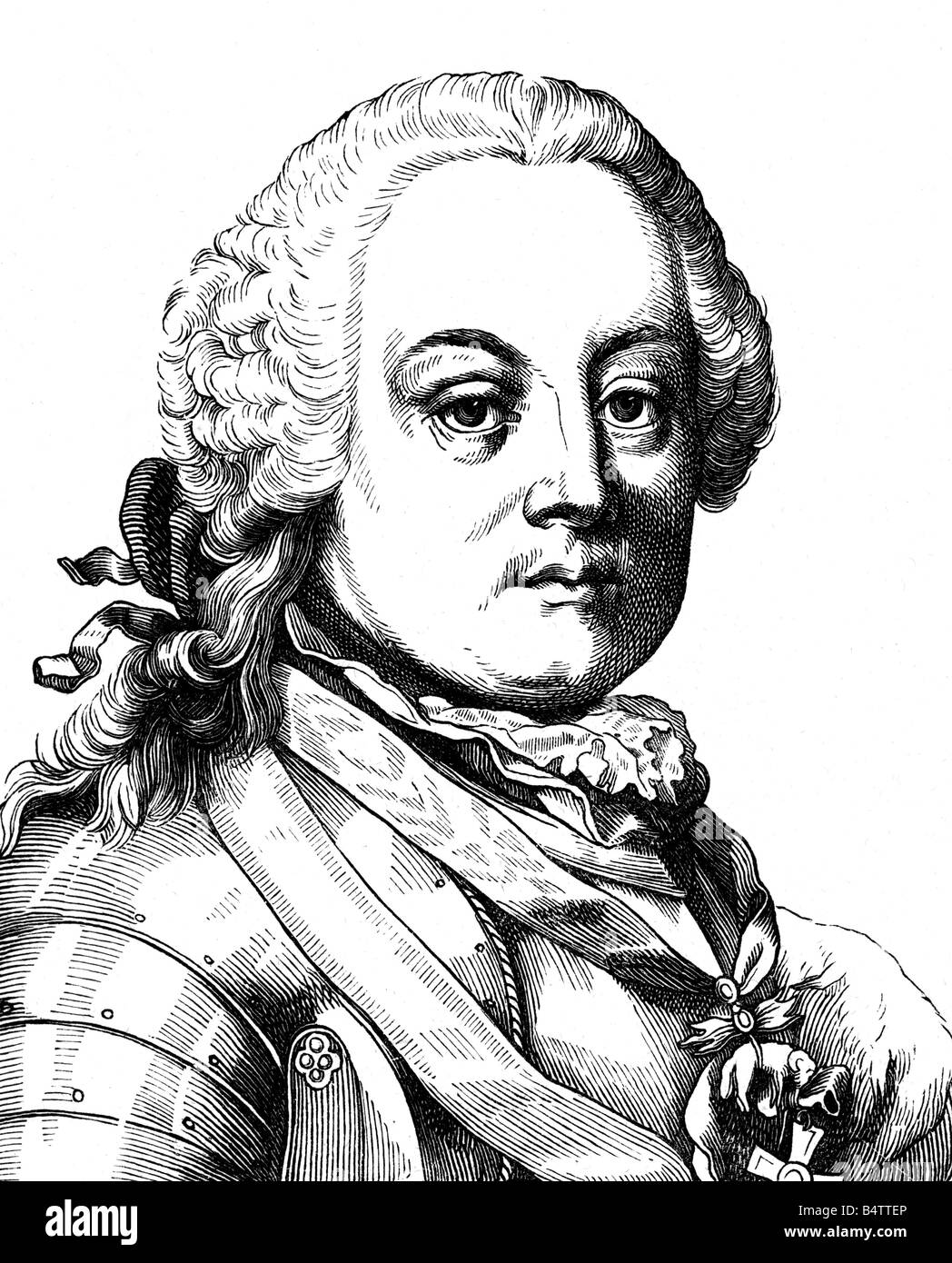 Daun, Leopold Joseph v., 24.9.1705 - 5.2.1766, österreichischer General, Porträt, Holzstich, 18. Jahrhundert,, Artist's Urheberrecht nicht gelöscht werden Stockfoto