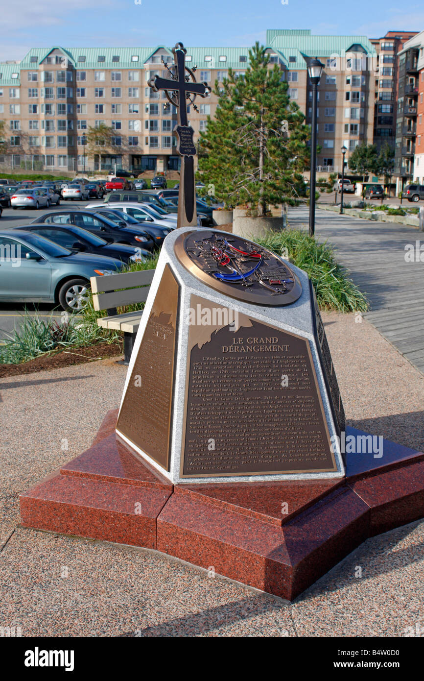 Denkmal zum Gedenken an Le Grand Umnachtung - die großen Acadian Umbruch in Halifax, Nova Scotia Stockfoto