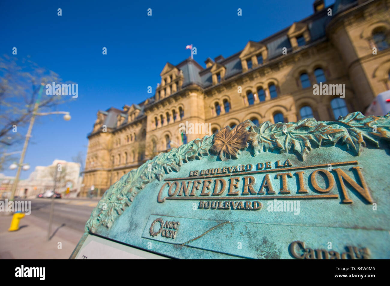 Langevin Blocks und Informationen anmelden, die Stadt von Ottawa, Ontario, Kanada. Stockfoto