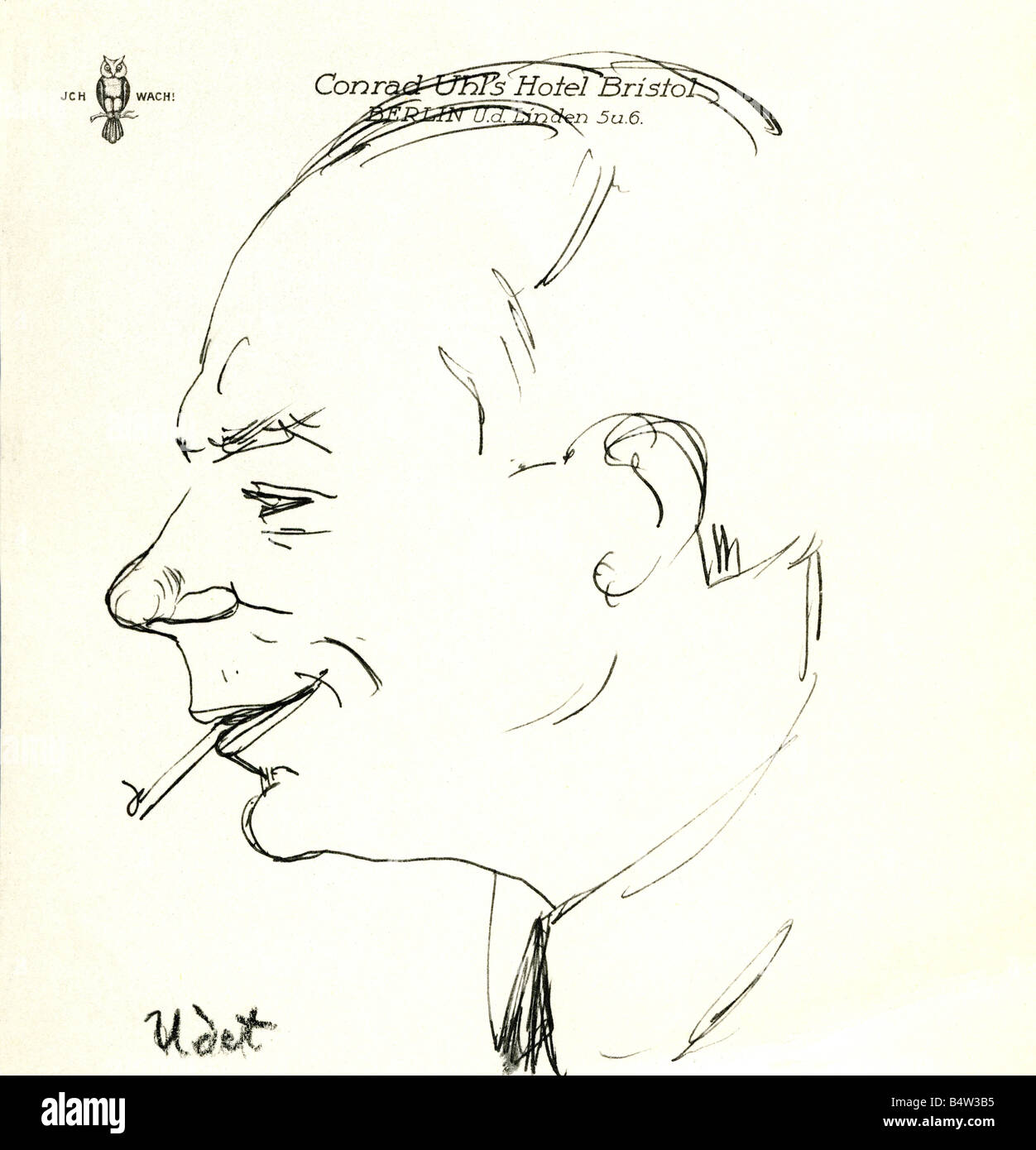 Udet, Ernst, 26.4.1896 - 17.11.1941, Deutscher General, Porträt, Zeichnung von Emil-Orlik, Berlin-Tempelhof, 1925, Stockfoto