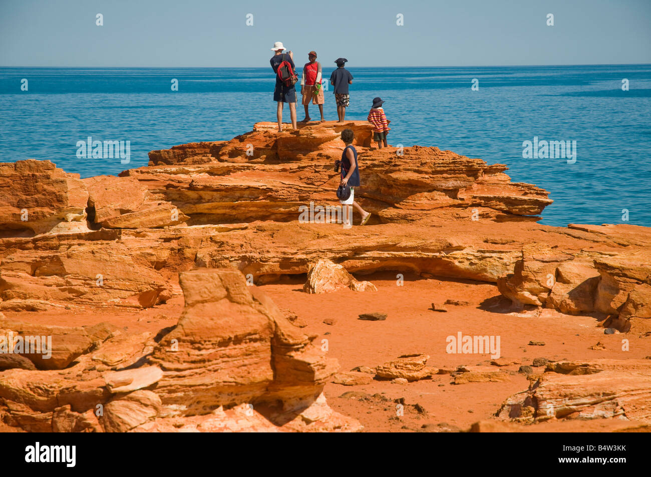 Die bunten roten Gesteinsformationen am Gantheaume Point in der Nähe von Broome Western Australia Stockfoto