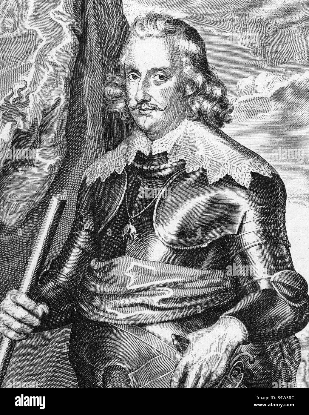 Ferdinand, 16.5.1609 - 9.11.1641, Cardinal-Infante von Spanien, Spanisch militärischer Befehlshaber, halbe Länge in der Rüstung, Gravur von John Paine nach Gemälde von Anton van Dyck, Artist's Urheberrecht nicht gelöscht werden Stockfoto