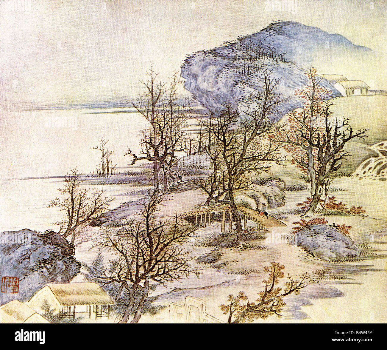 Geografie/Reisen, China, Landschaft/Landschaften, 'Spring am Fluss', Malerei, von Fan Qui, 1646, Stockfoto