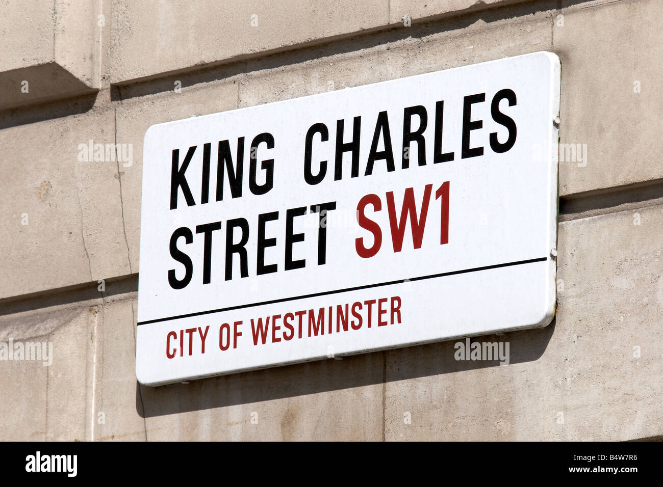 Straßenschild auf King Charles Street City of Westminster SW1 London England Stockfoto
