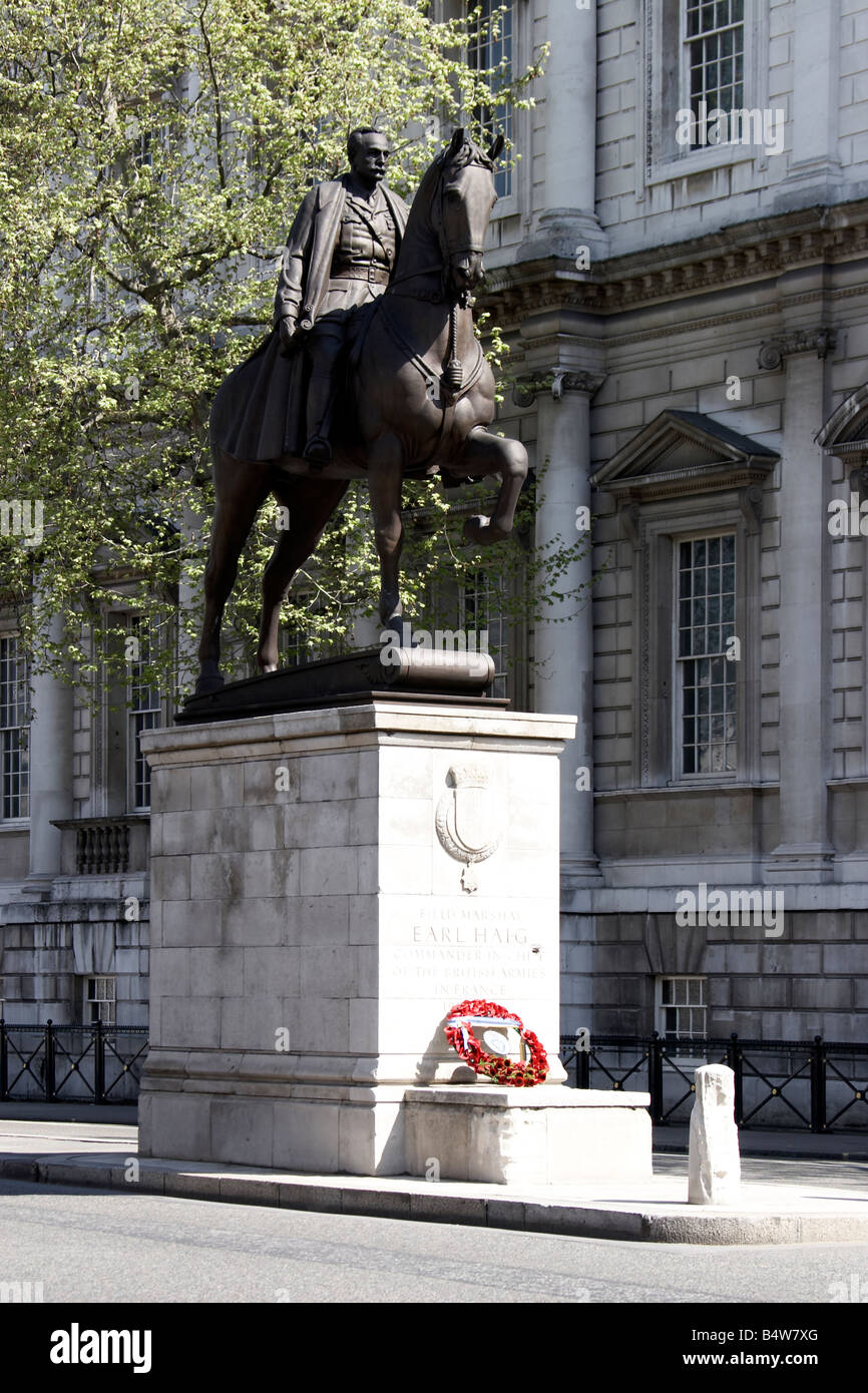 Statue von Feld Marschall Haig Commander in Chief des britischen Expeditionskorps BEF Weltkrieg Whitehall Westminster SW1 Lo Stockfoto