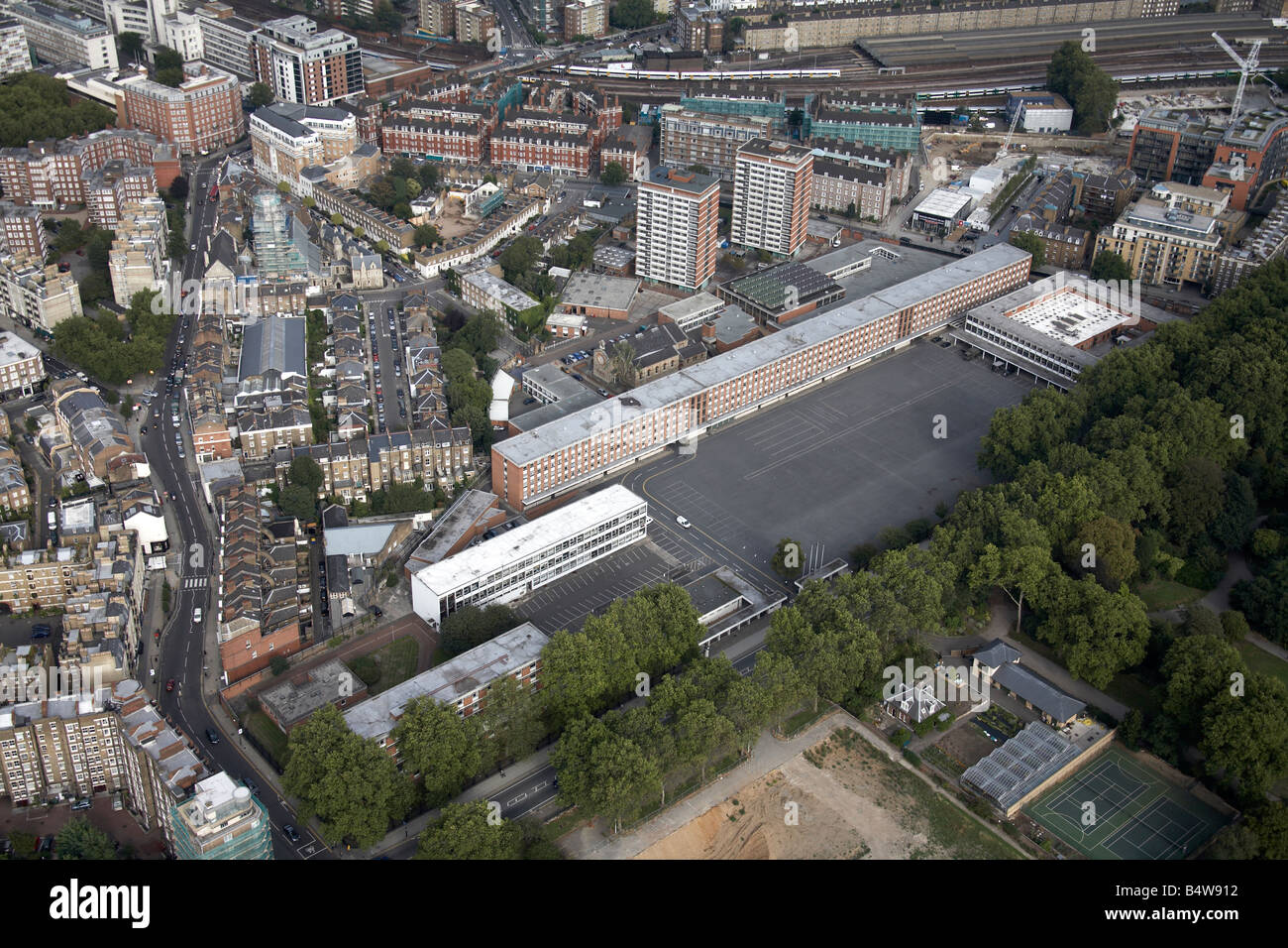 Luftbild östlich von Chelsea Barracks innerstädtischen Gebäude Hochhäuser Pimlico Road Belgravia London SW1 England UK Stockfoto