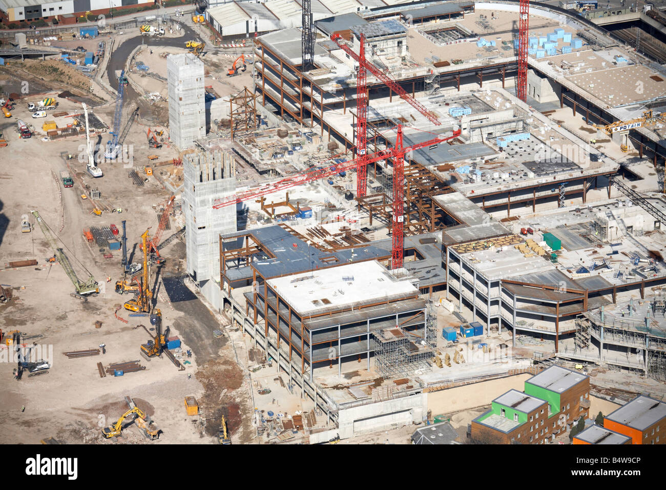 Luftbild Norden östlich von Westfield White City Entwicklung Konstruktion Standort London W12 England UK 15. März 2007 Stockfoto
