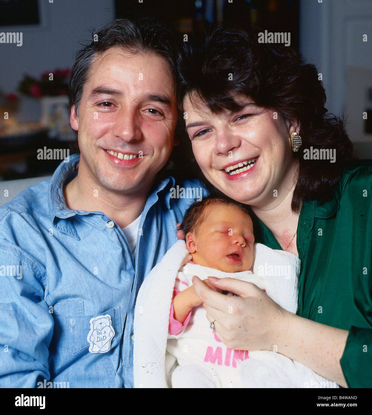 Elaine C Smith Schauspielerin Januar 1989 mit Mann Bob und Tochter Stockfoto