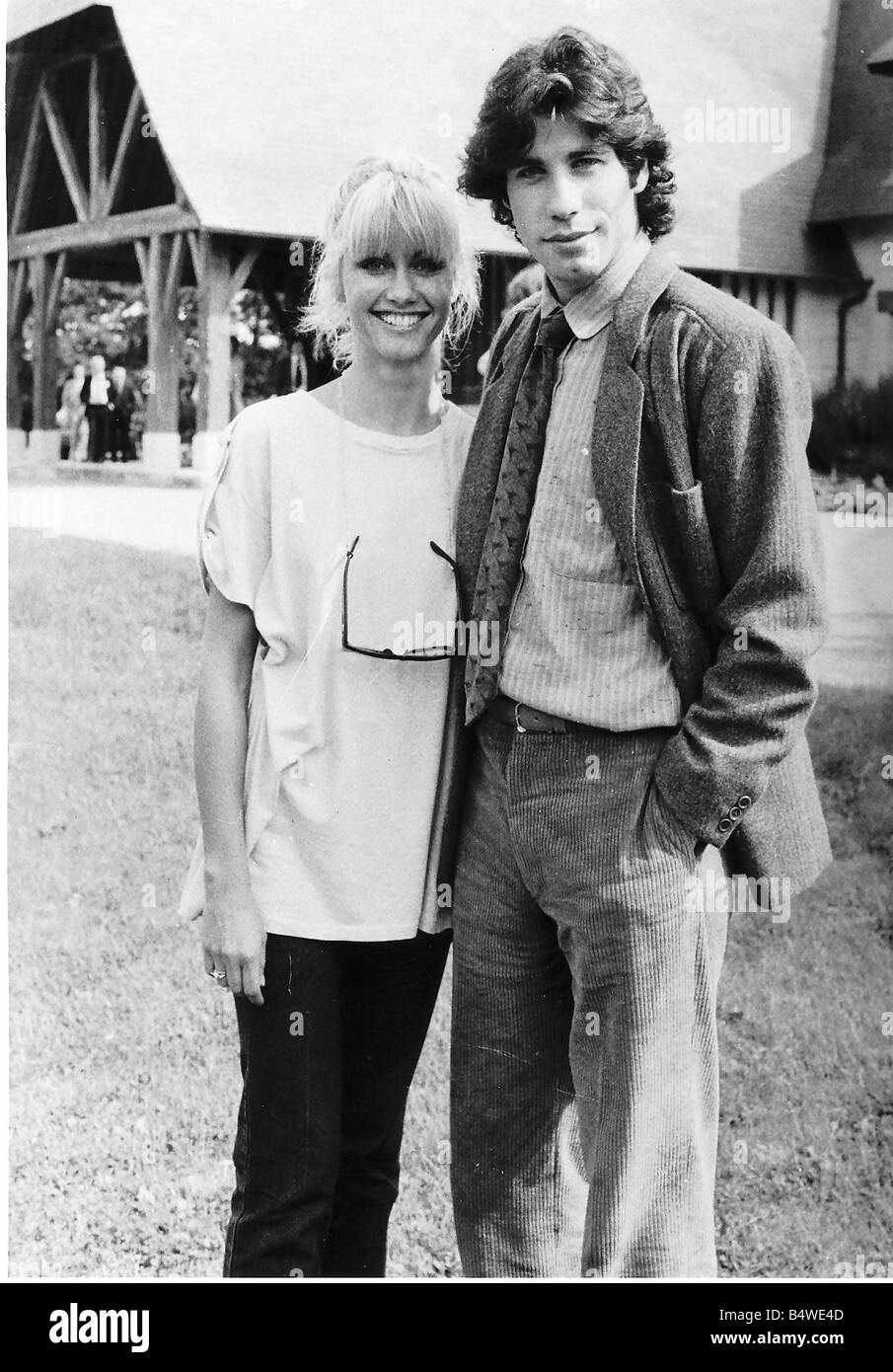 Olivia Newton-John-australische Schauspielerin-Sängerin mit Schauspieler John Travolta Stockfoto
