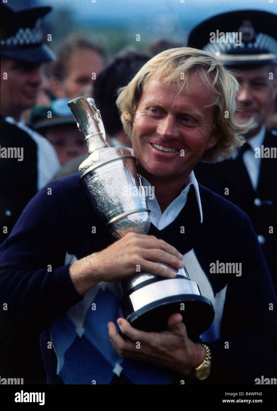 Jack Nicklaus mit Open Championship Trophäe 1978 Stockfoto
