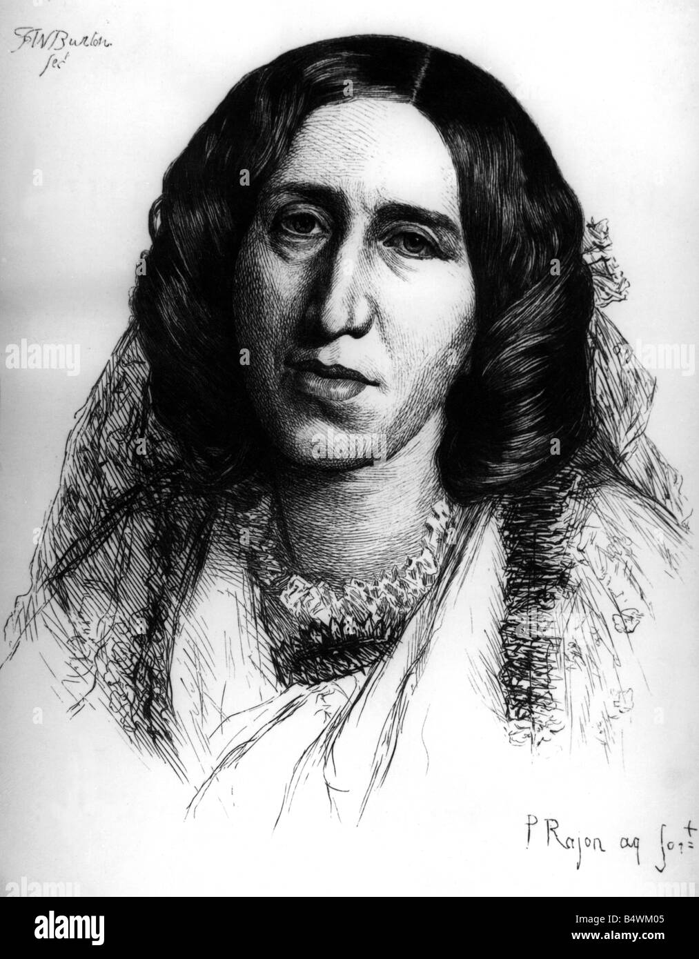 Eliot, George (Mary Ann Evans), 22.11.1819 - 22.15.1880, englischer Autor/Schriftsteller, Porträt, nach Gravur durch P. Stockfoto