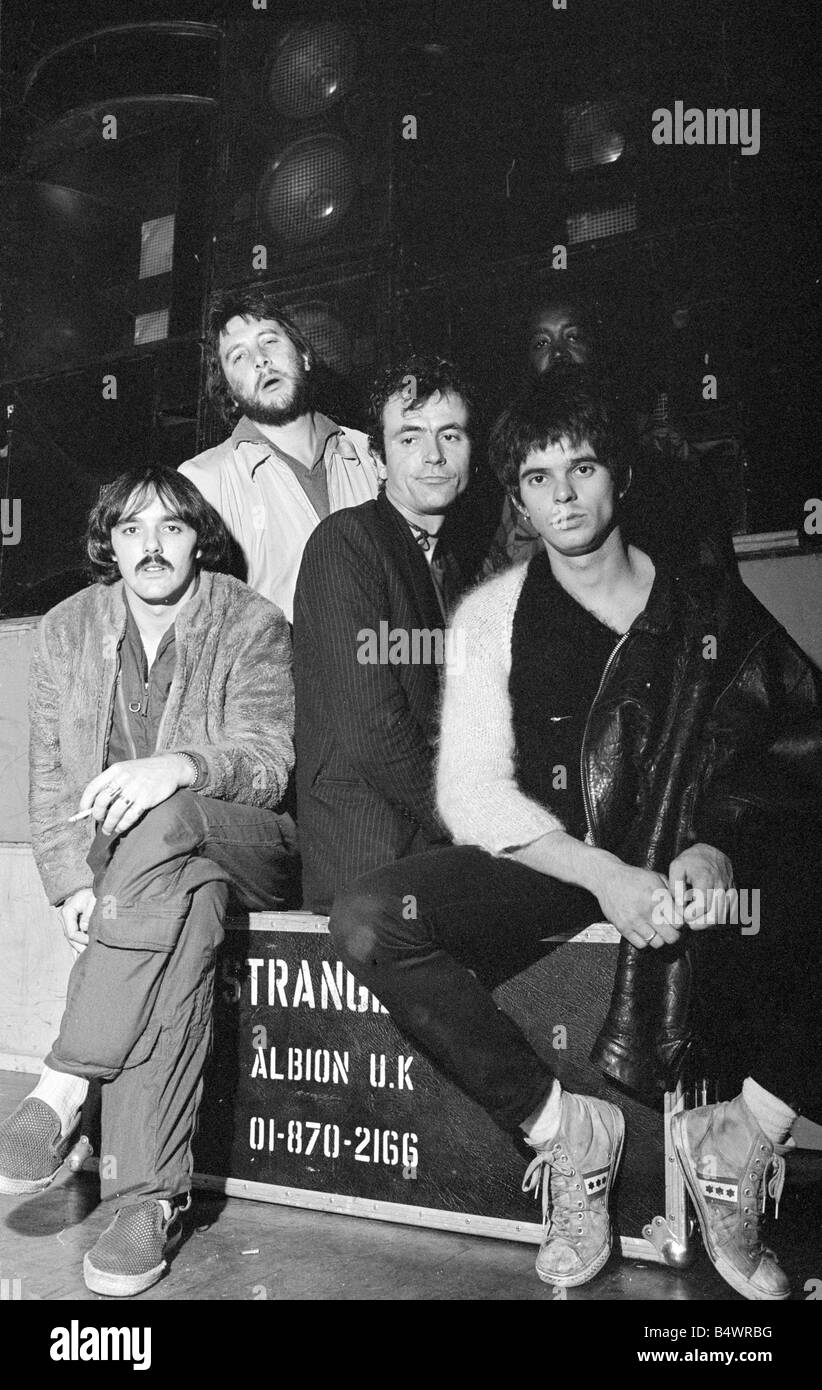Die Stranglers gesehen hier vor ihrem Wolverhampton Konzert Oktober 1977 Stockfoto
