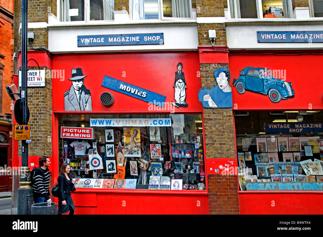 Soho Vintage Magazin-Shop Filme London England Stockfoto