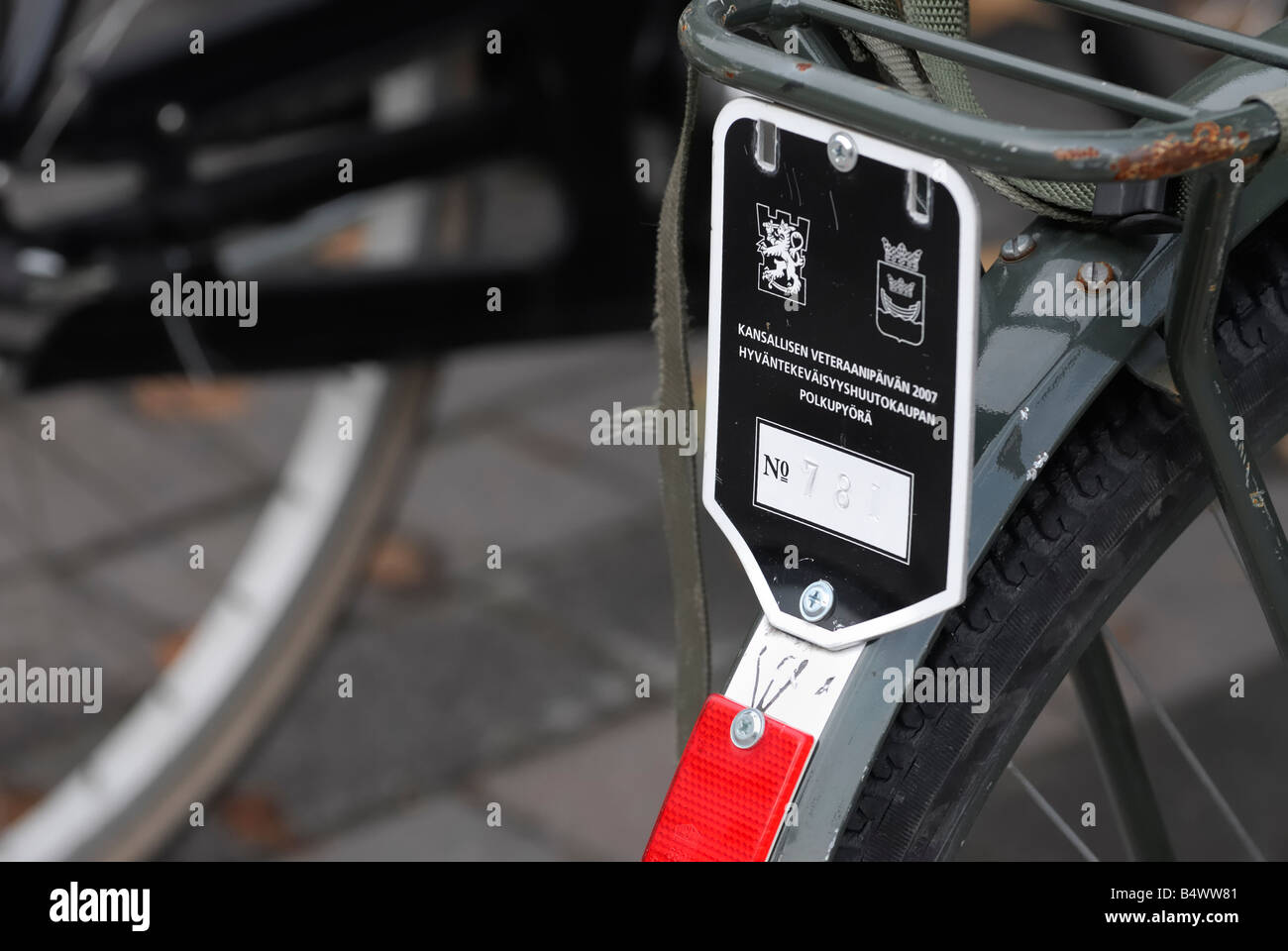 Ein Fahrrad Nummernschild Helsinki Finnland Stockfotografie Alamy