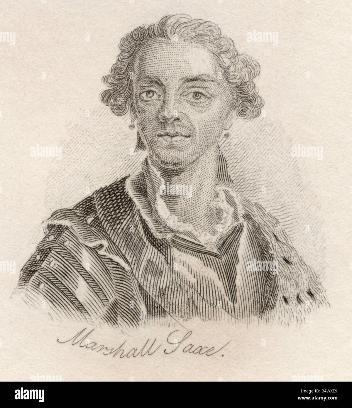Hermann Maurice Saxe, Graf von Sachsen, 1696 - 1750. Marschall von Frankreich. Aus dem Buch Crabbs Historical Dictionary, veröffentlicht 1825. Stockfoto
