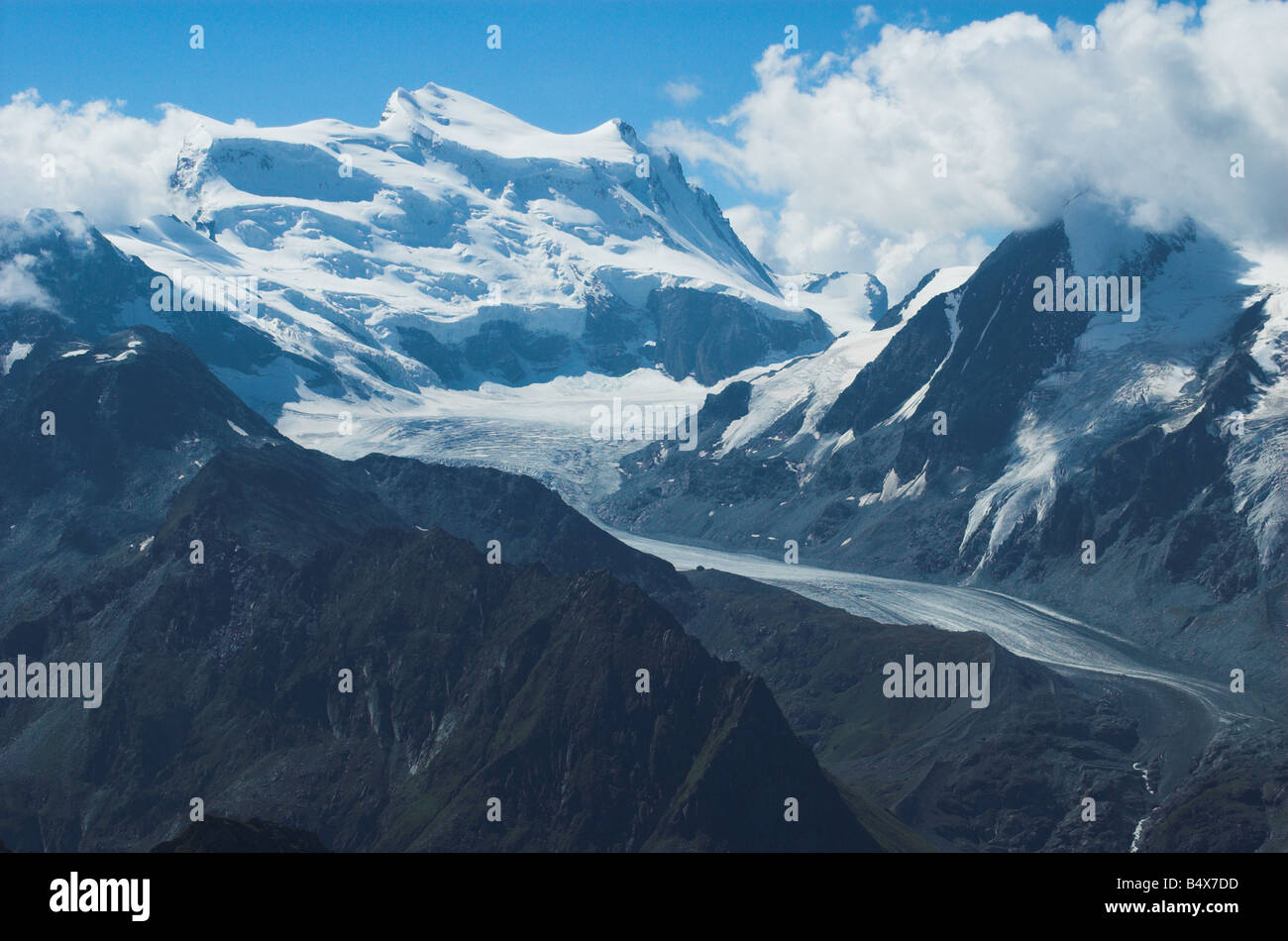 Grand Combin von der Walker's Haute Route, Schweizer Alpen. Stockfoto