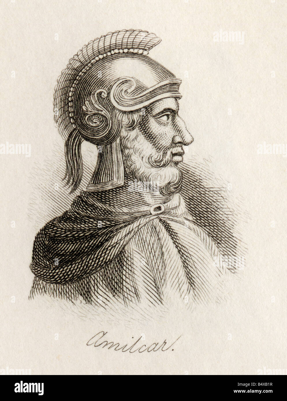 Hamilcar Barca oder Barcas, c 275 - 228 v. Chr. Karthagischer General und Staatschef der Familie Barcid. Stockfoto