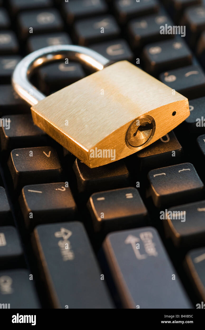 Nahaufnahme von Sperre für Computer-Tastatur Stockfoto