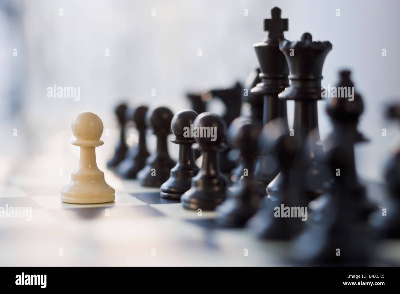Nahaufnahme von Schachfiguren Stockfoto