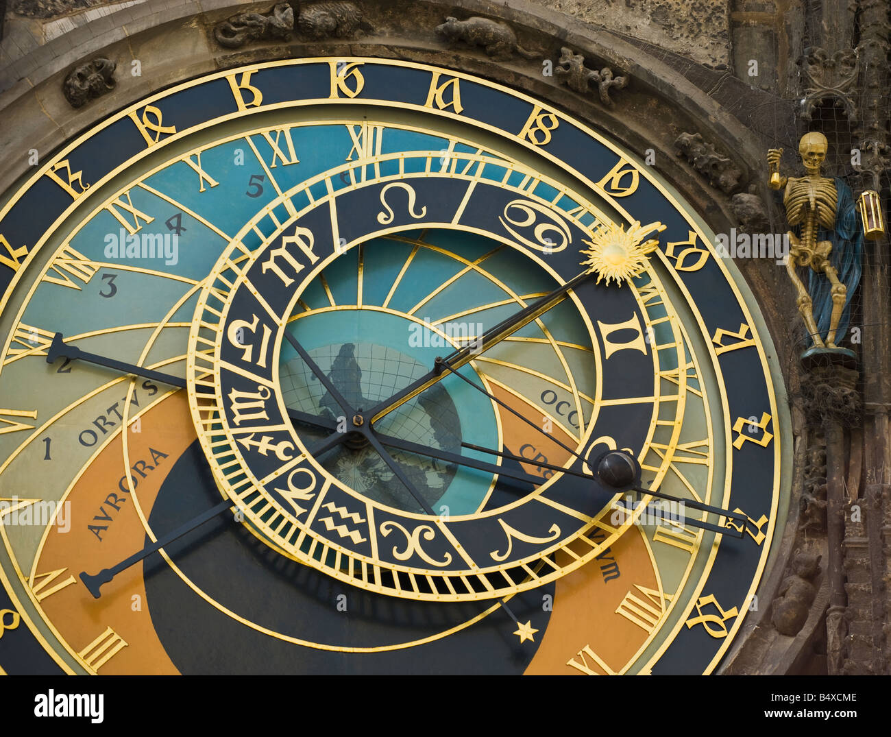 Nahaufnahme von astrologischen Uhr Stockfoto