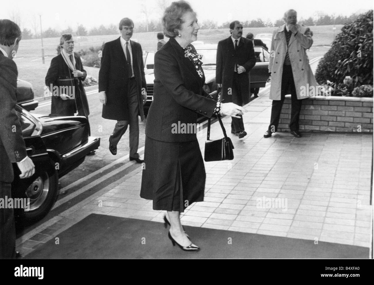 Margaret Thatcher besucht Tyneside Stockfoto