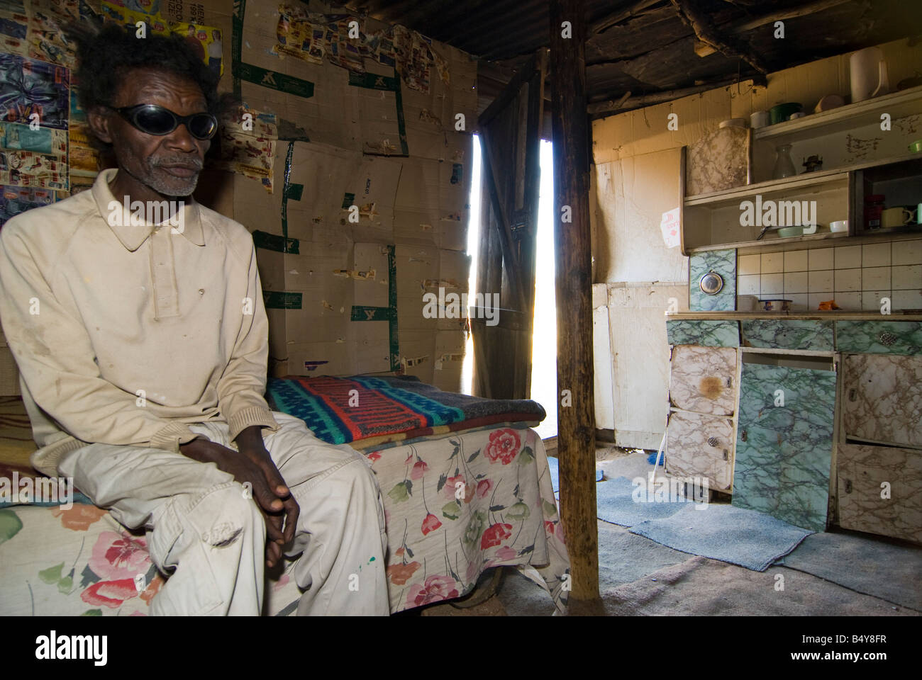 Blind man, Township, Graaf Reinet, Eastern Cape, Südafrika Stockfoto