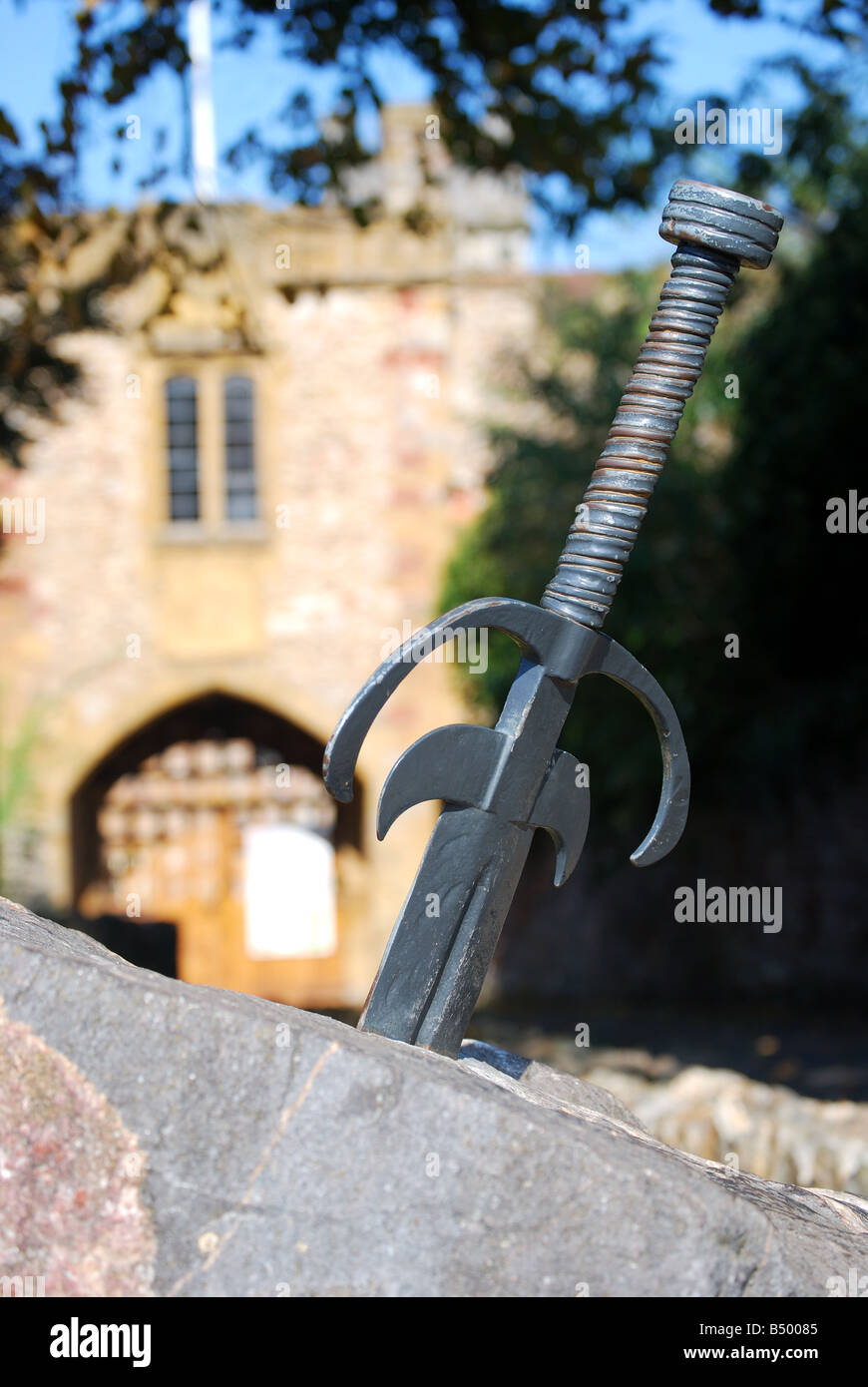 Excalibur-Stein, Schloss grün, Taunton Castle, Taunton, Somerset, England, Vereinigtes Königreich Stockfoto