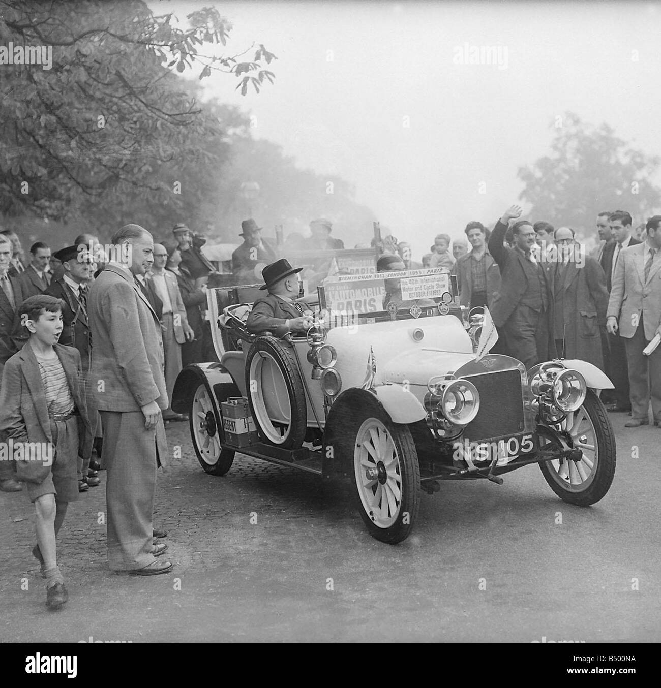 Von London nach Paris Autorennen September 1953 40. Jahrestag des Salon de l Automobile Oldtimer 1912 Austin im Besitz von Herrn T E Johnston Stockfoto