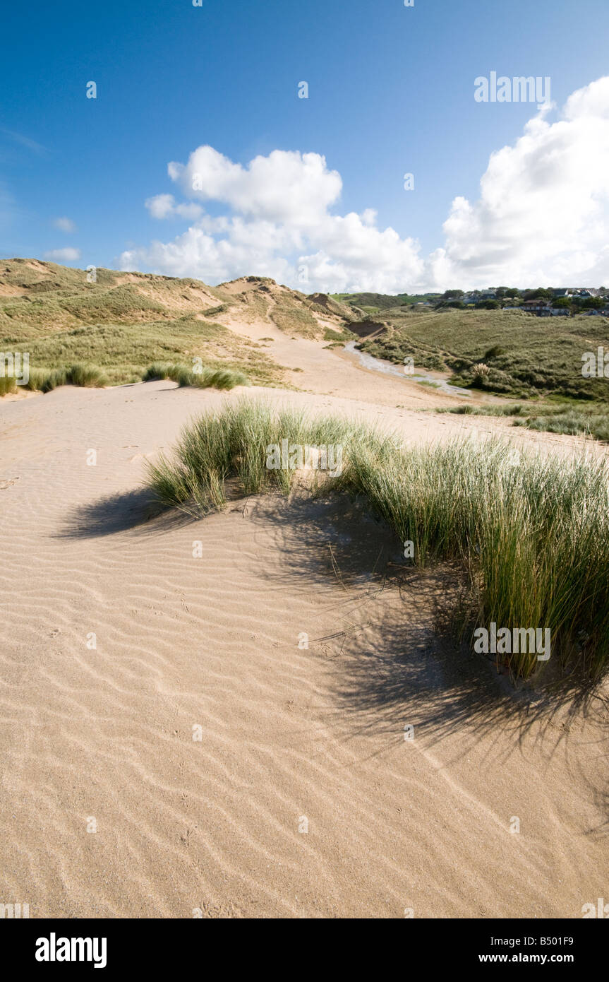Sanddüne bei Holywell Bay, Cornwall, England Stockfoto