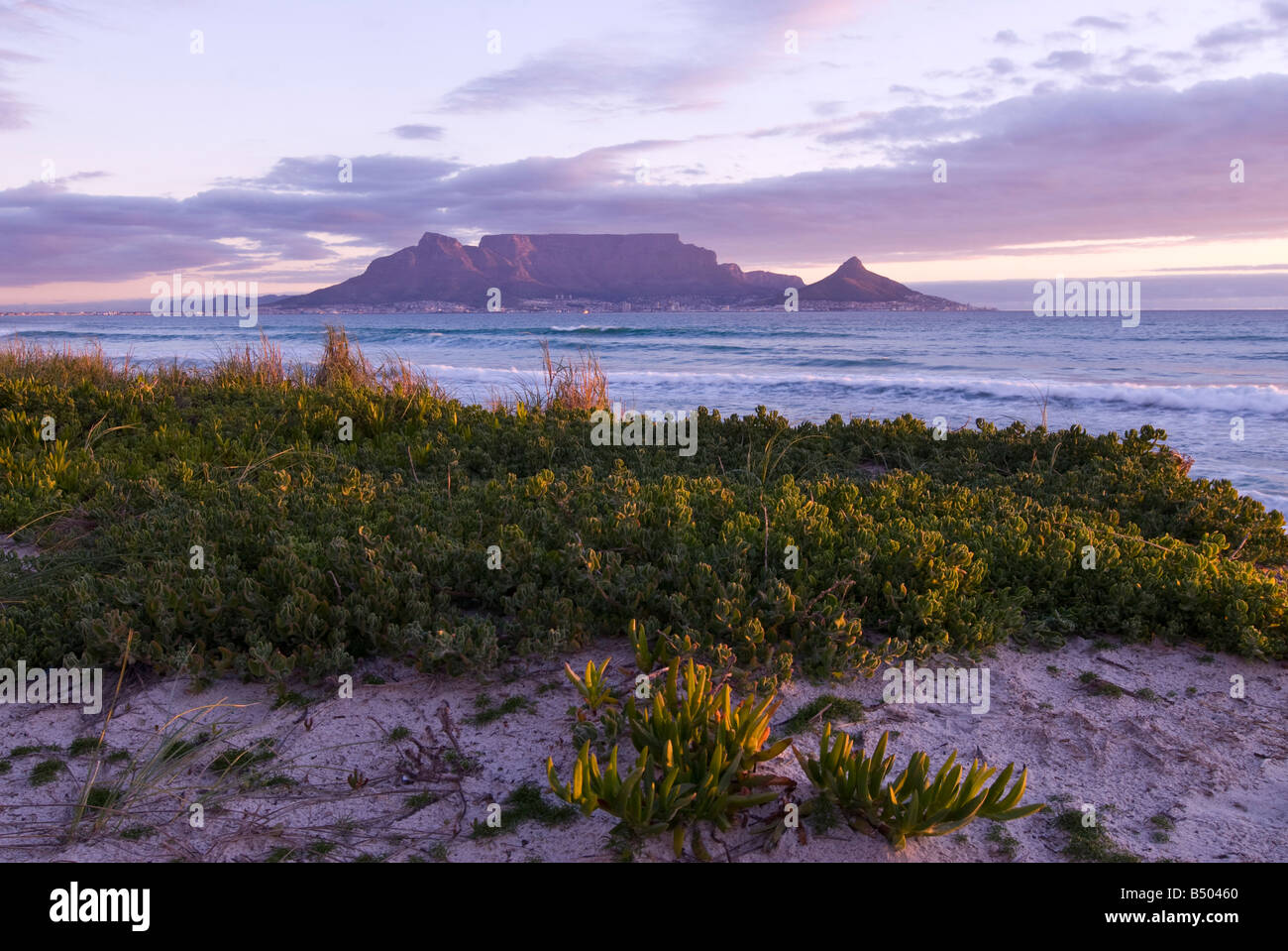 Abend Stimmung auf der Table Bay, Tafelberg, Cape Town, Western Cape, Südafrika Stockfoto
