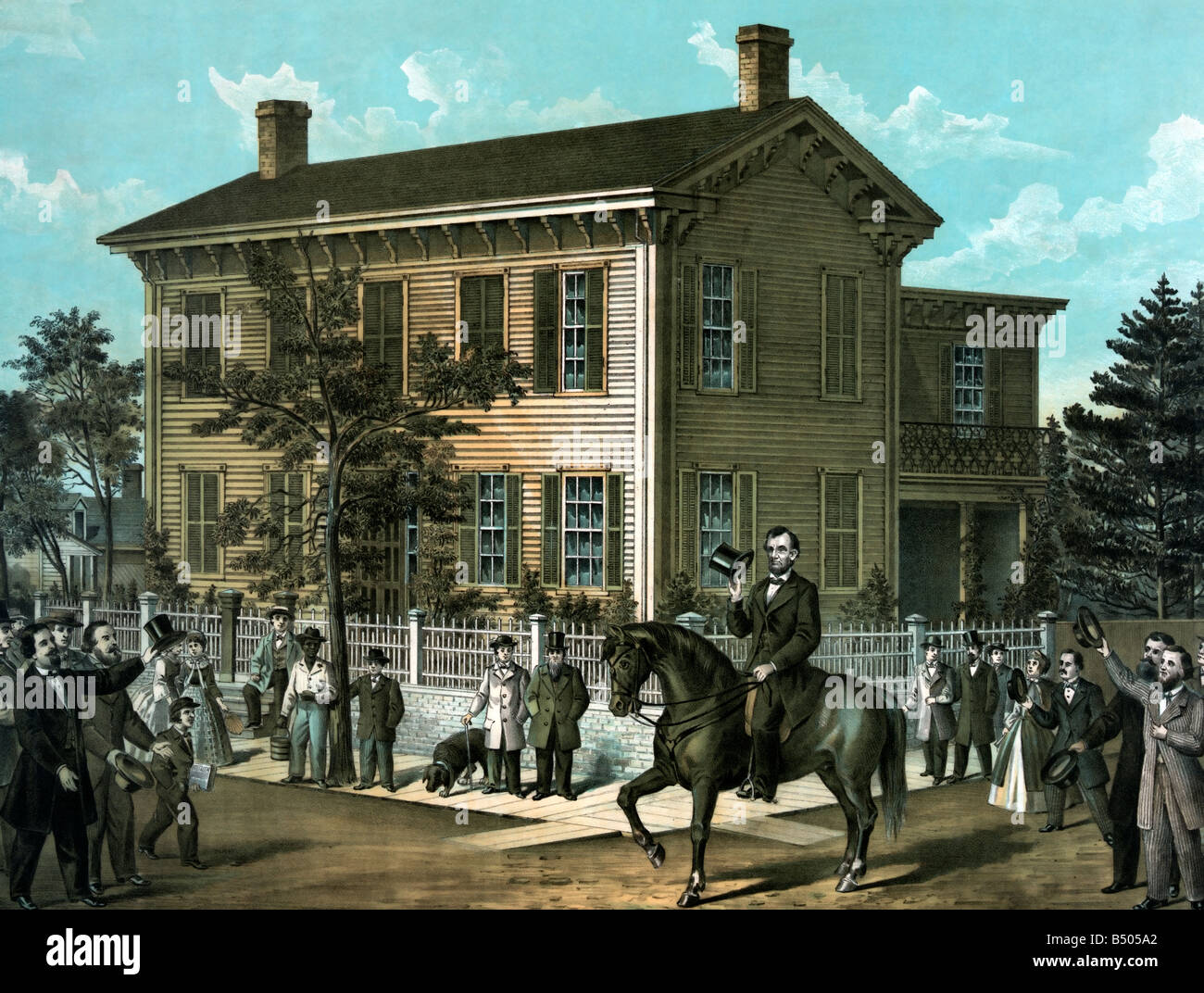 Abraham Lincolns Rückkehr in die Heimat nach seiner erfolgreichen Kampagne für die Präsidentschaft der Vereinigten Staaten, im Oktober 1860 Stockfoto