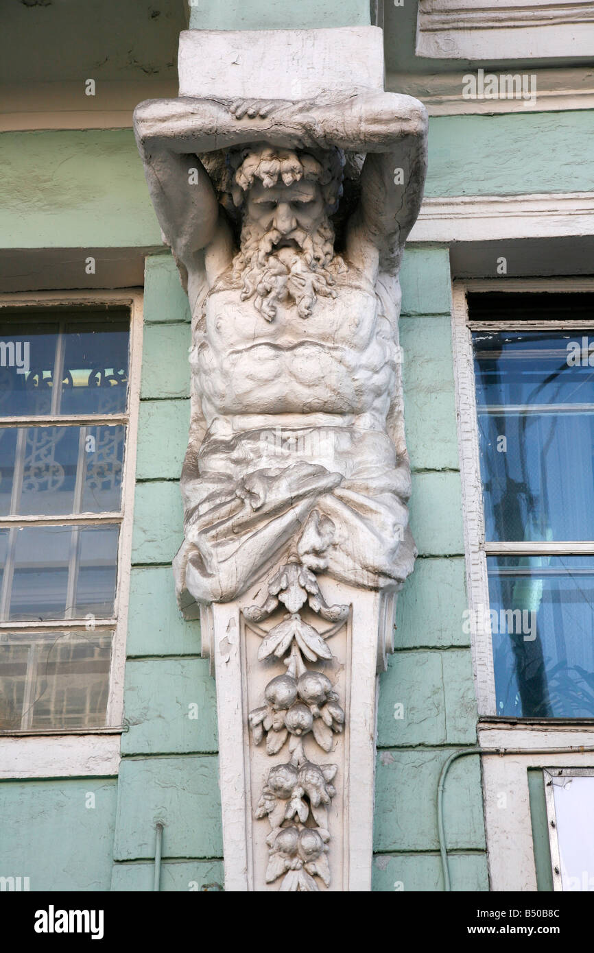 Sep 2008 - Detail aus einem Jugendstil-Gebäude Moskau Russland Stockfoto