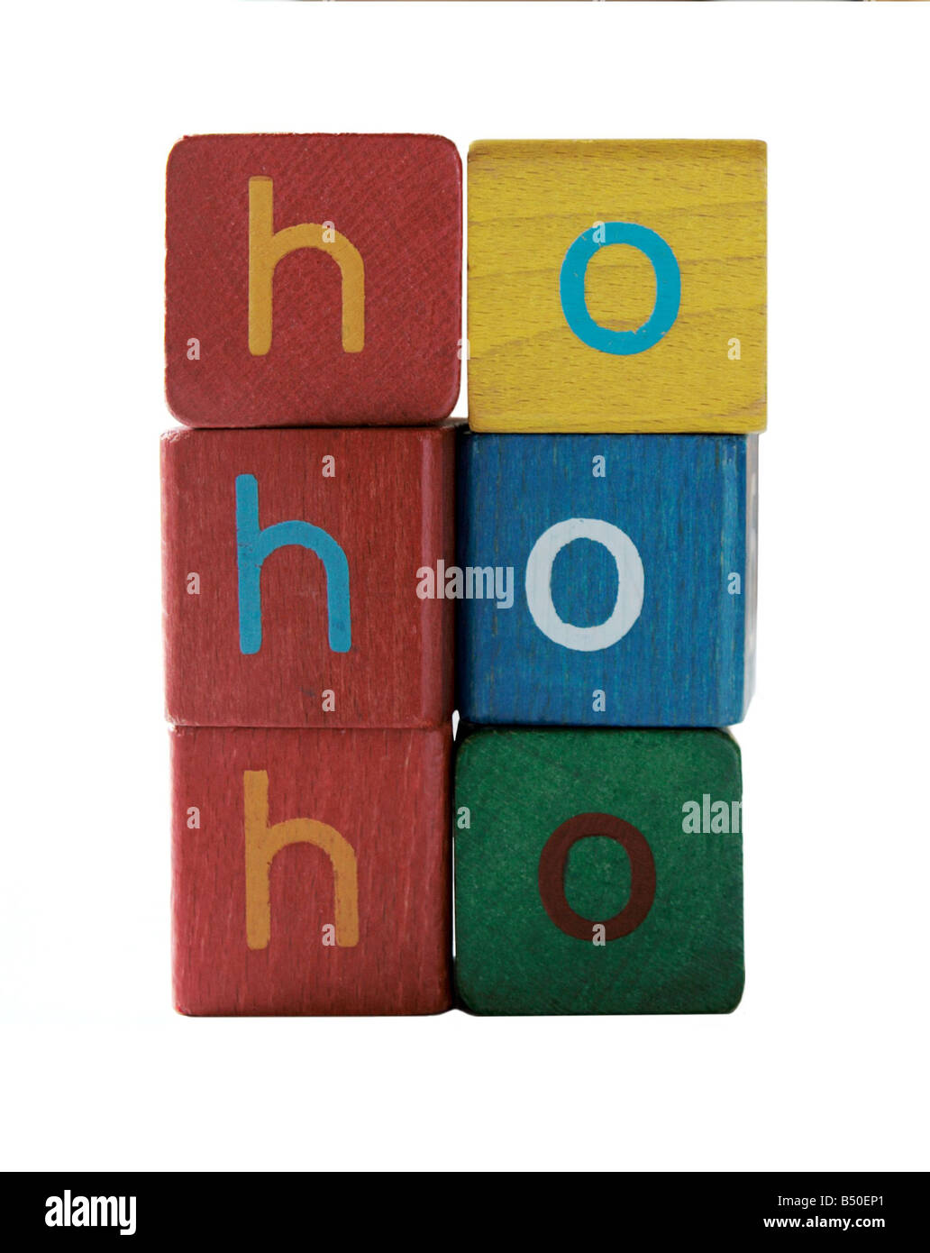 die Worte "ho ho ho" in bunte Blockschrift Stockfoto