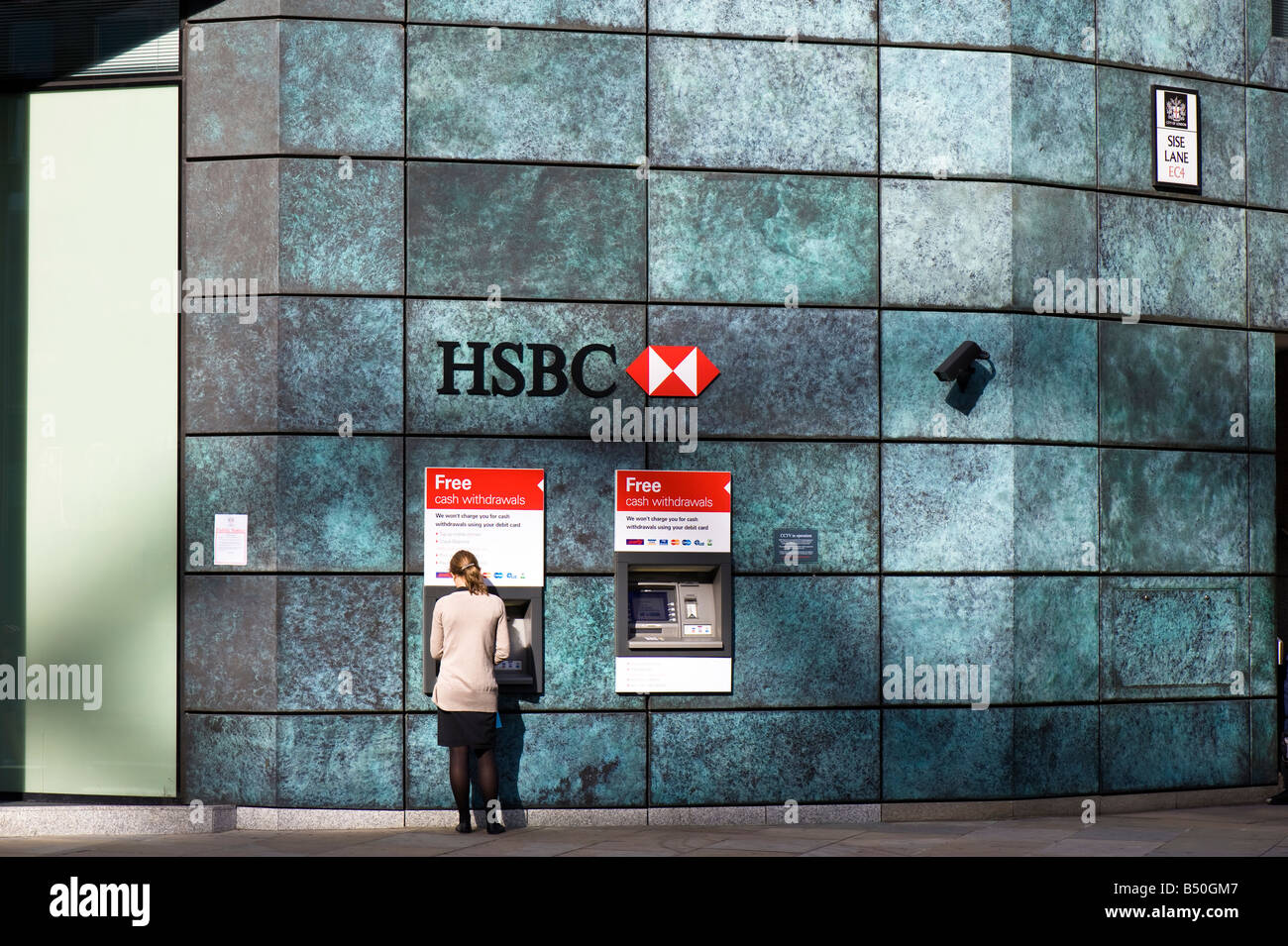 HSBC Bank in der Stadt London Vereinigtes Königreich Stockfoto