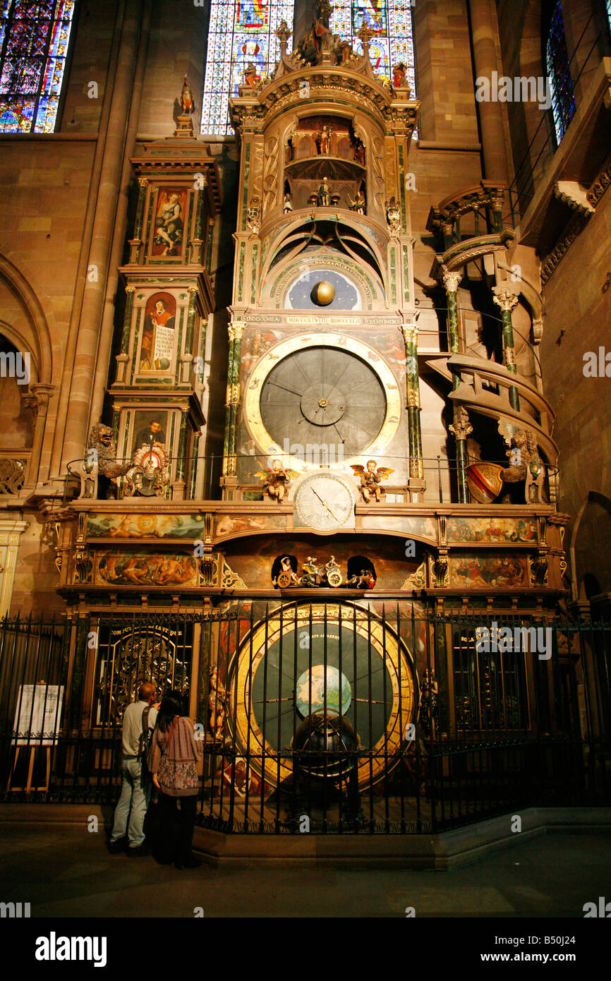 September 2008 - die astronomische Uhr am Notre Dame Kathedrale Straßburg Elsass Frankreich Stockfoto