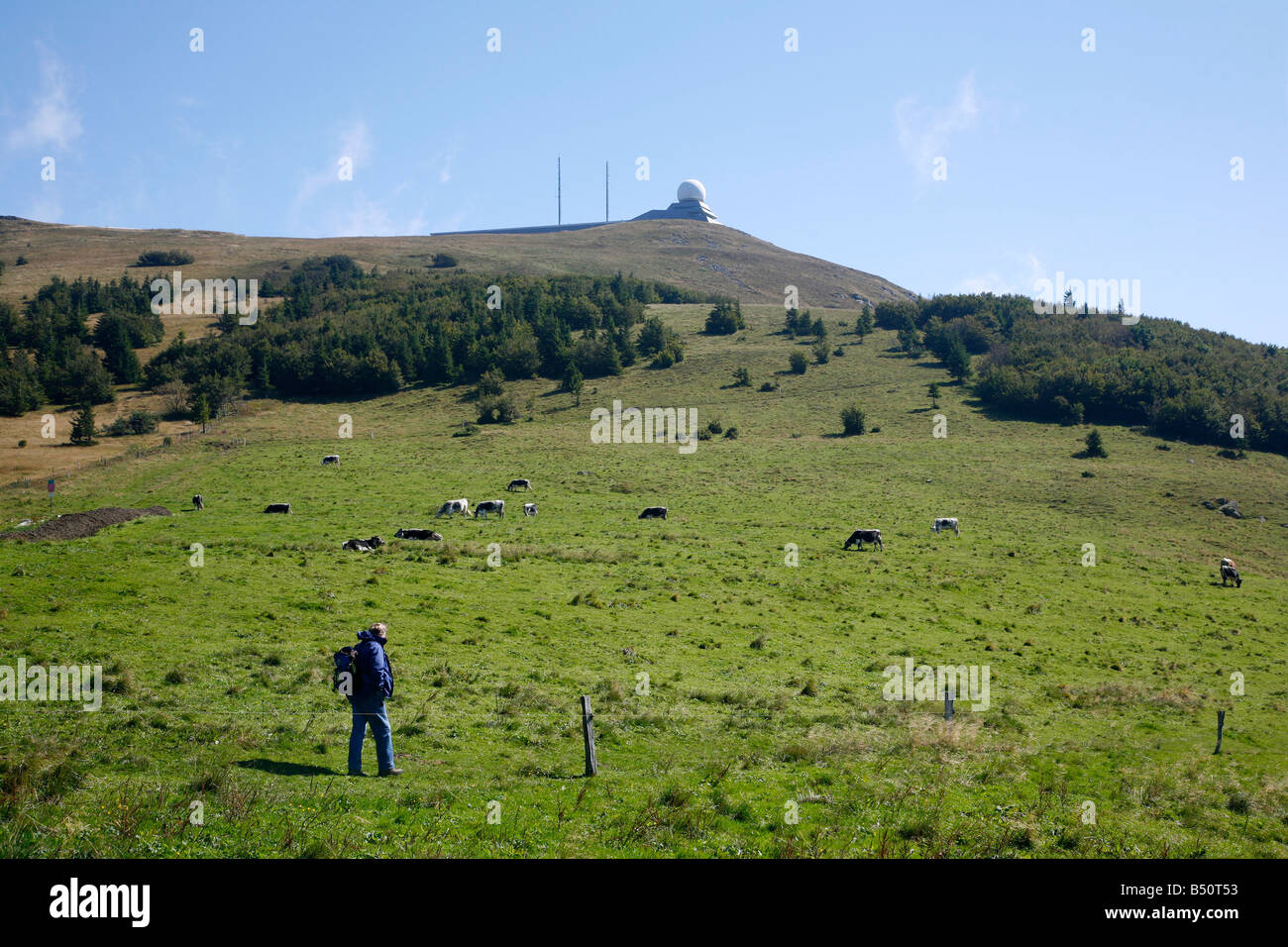 Sep 2008 - Menschen klettern der Grand Ballon Mountain Route des Kretas Route der Wappen in den Vogesen Elsass Frankreich Stockfoto