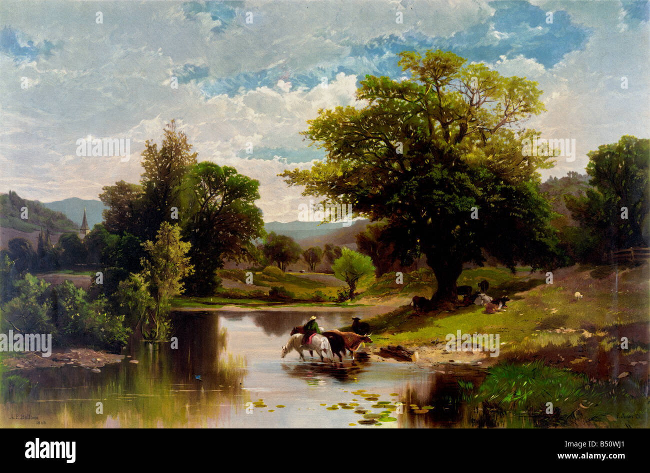 Landschaft Szene Sommer 1869 Stockfoto