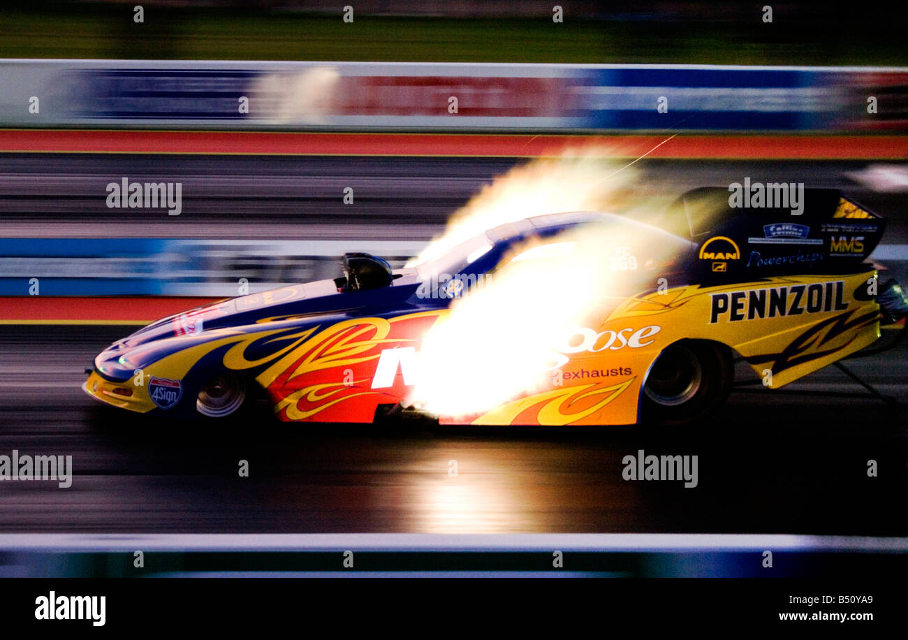 Lustige Auto Mungo von Gary Page am nationalen Finale 2008 Drag Racing in Santa Pod Stockfoto
