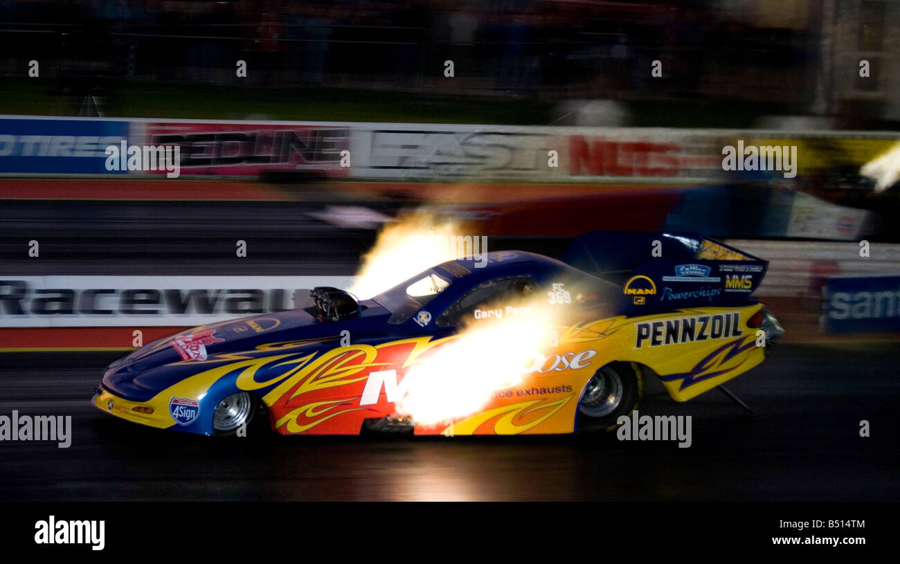 Lustige Auto Mungo von Gary Page am nationalen Finale 2008 Drag Racing in Santa Pod Stockfoto