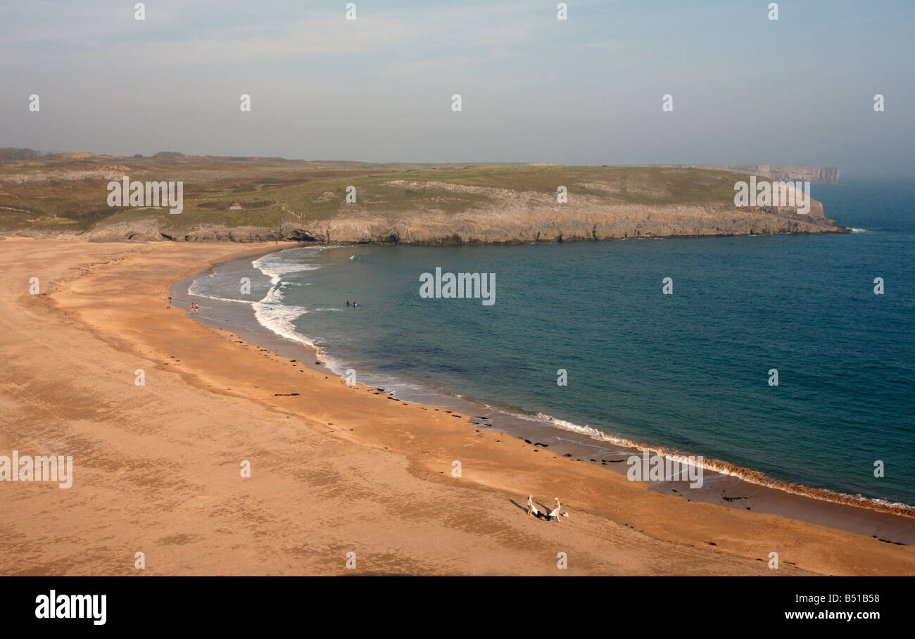 Breite Hafen von St Govans Kopf Pembrokeshire Wales Stockfoto