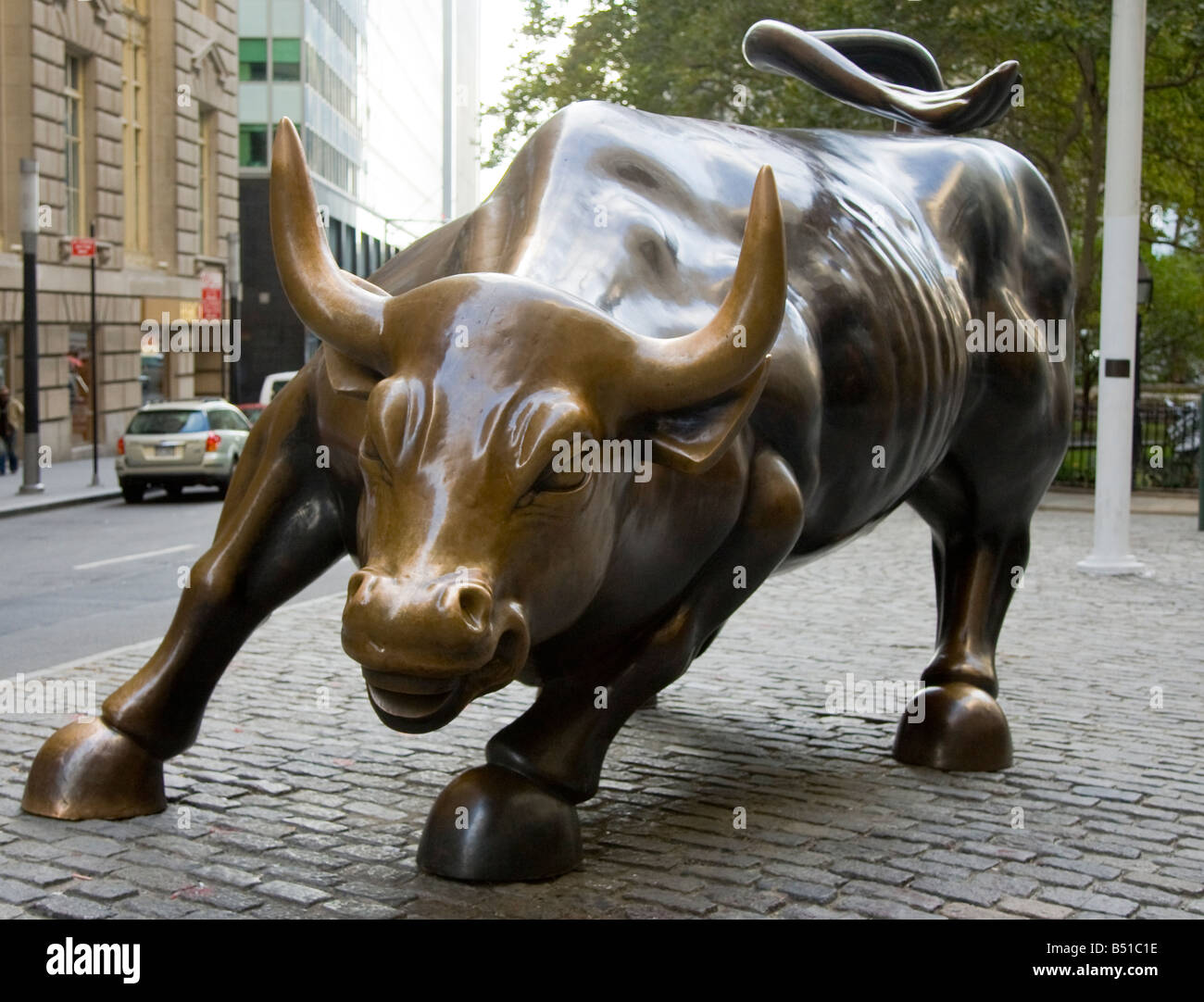 Wall Street Bull am Broadway in Lower Manhattan Stockfoto