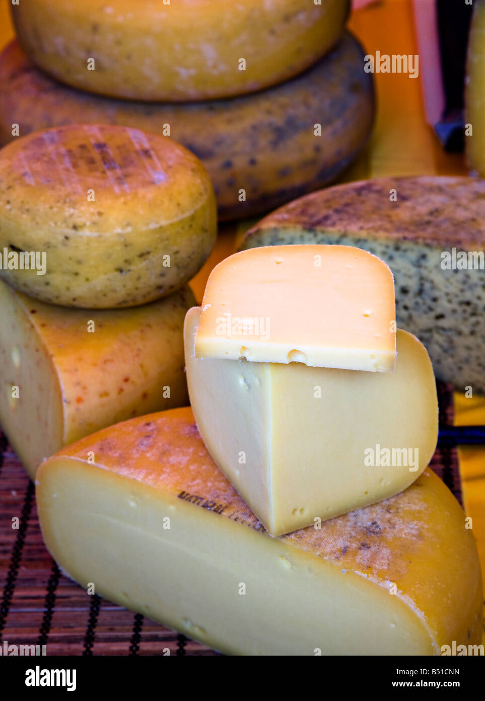 Teifi Käse auf dem Display an Abergavenny Food Festival Wales UK Stockfoto