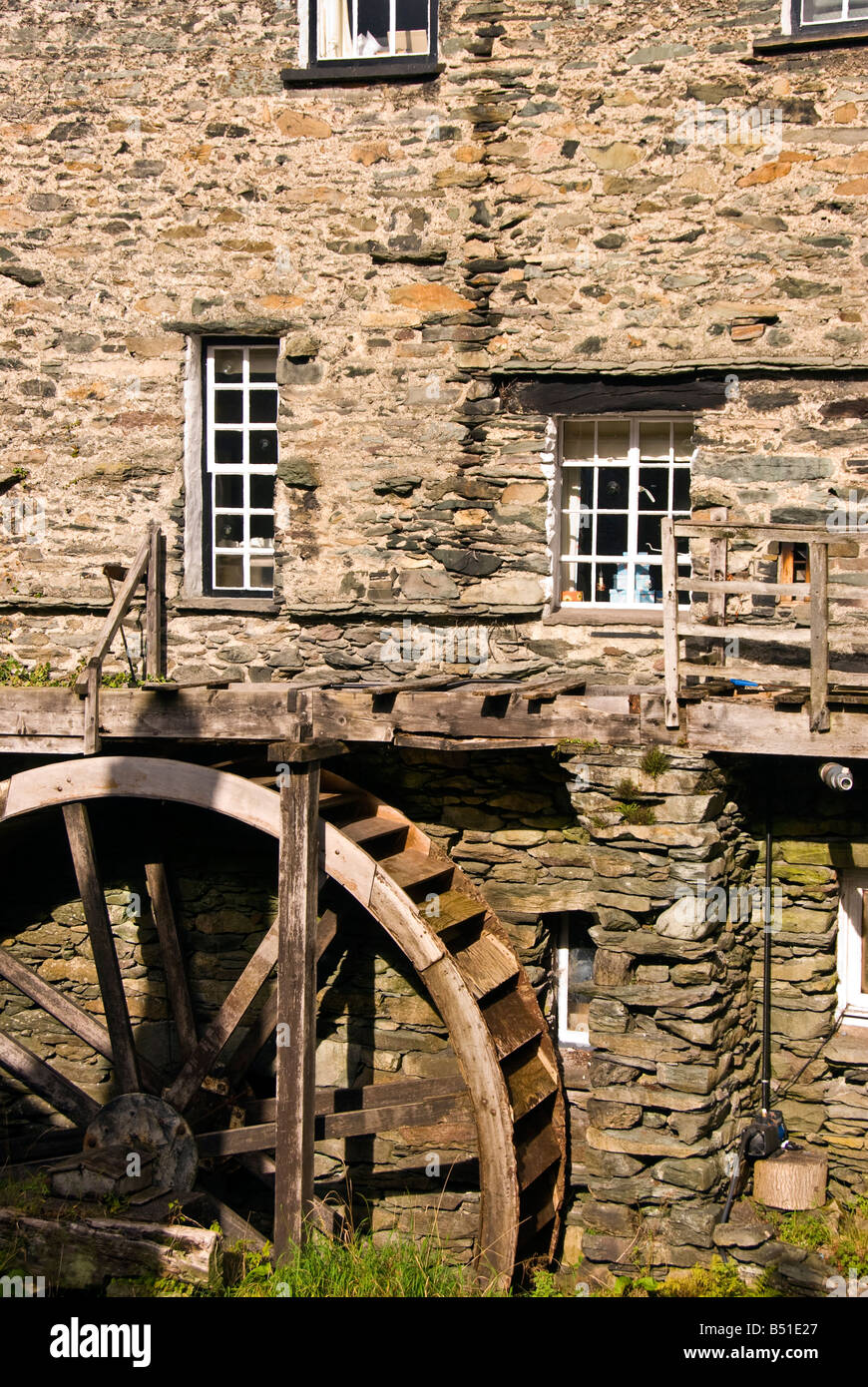Lake District National Park UK Ambleside alte Mühle Wasserrad eine der Hauptattraktionen der Stadt Stockfoto