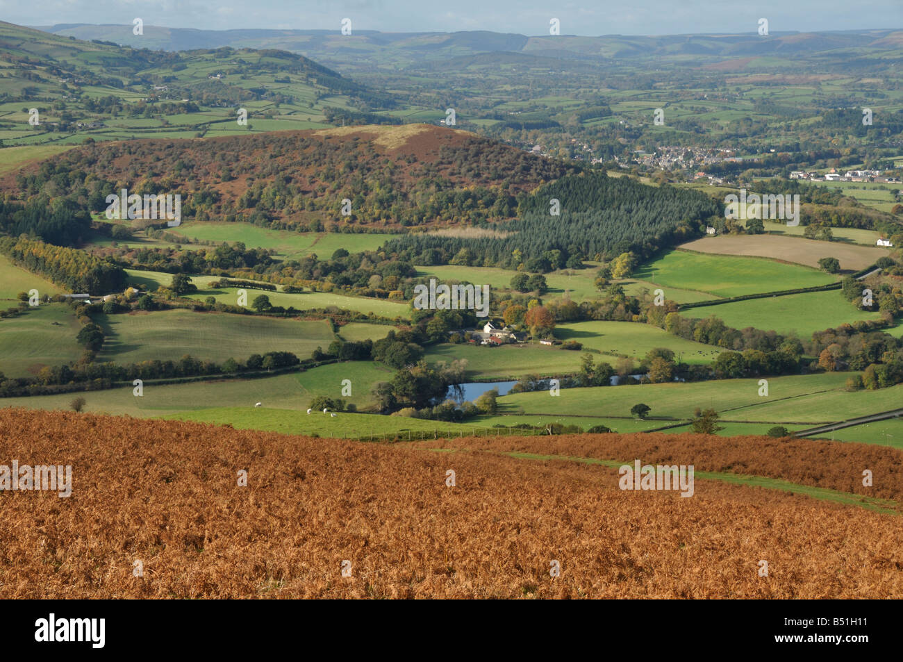 Wye Valley nahe Builth Wells aus Aberedw Hügel Wales Stockfoto
