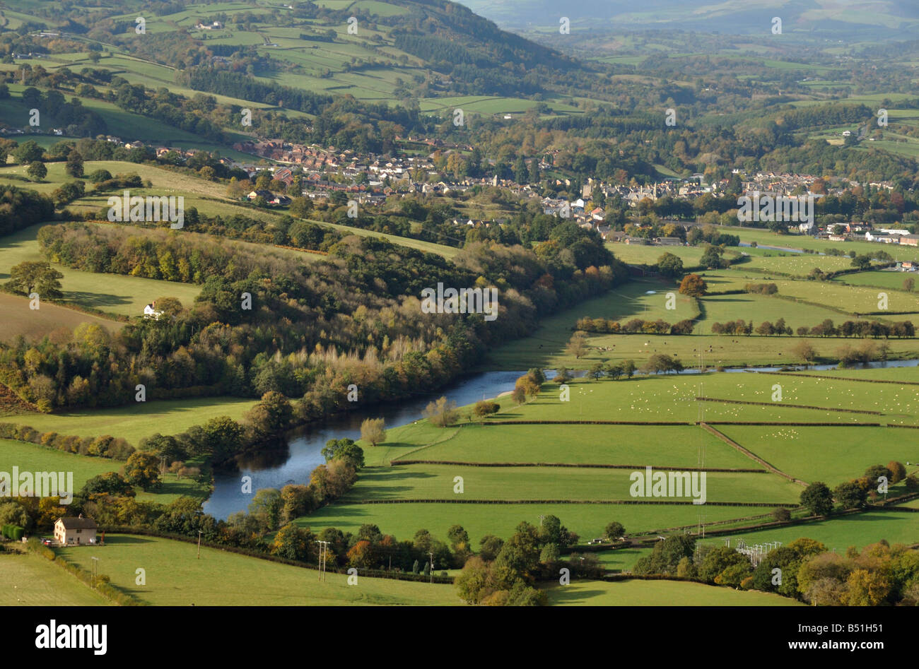 Wye Valley nahe Builth Wells aus Aberedw Hügel Wales Stockfoto