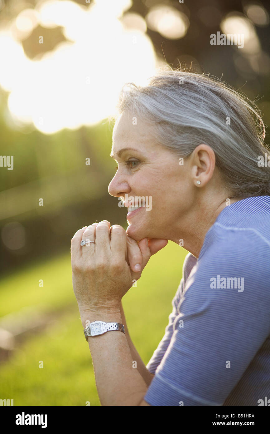 Portrait of Senior Woman Smiling Stockfoto