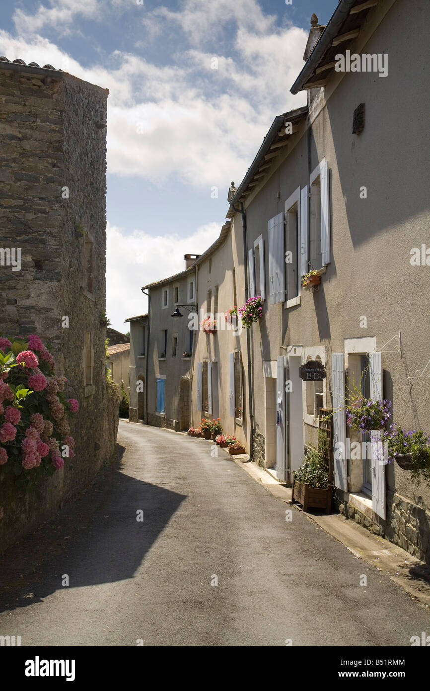 Straße in Vouvant, Loire Region Frankreich Stockfoto