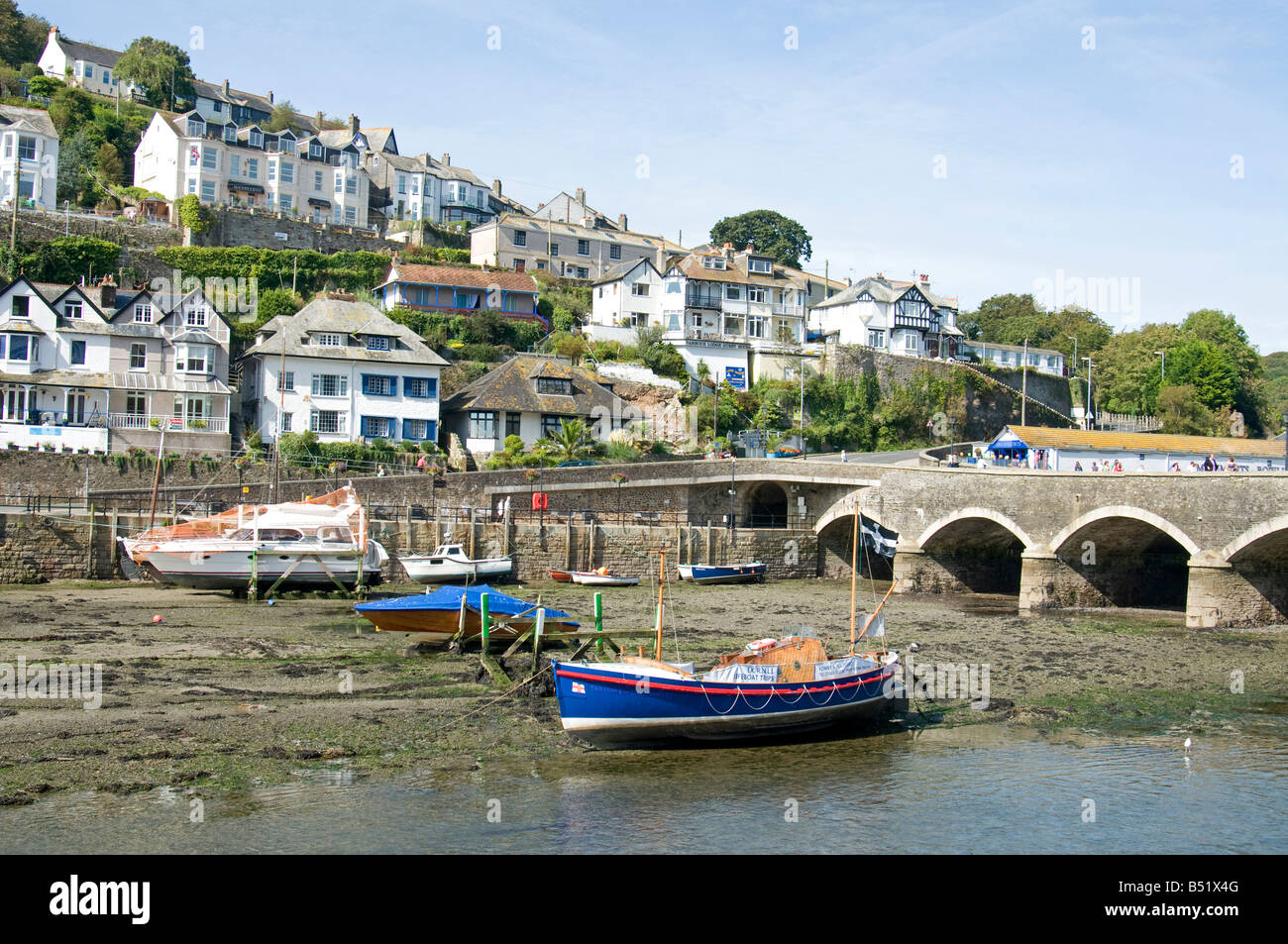 Die Partnerstädte Olde von Looe, East Looe & West Looe Hafen und Brücke Cornwall Westcountry England UK SCO 0955 Stockfoto