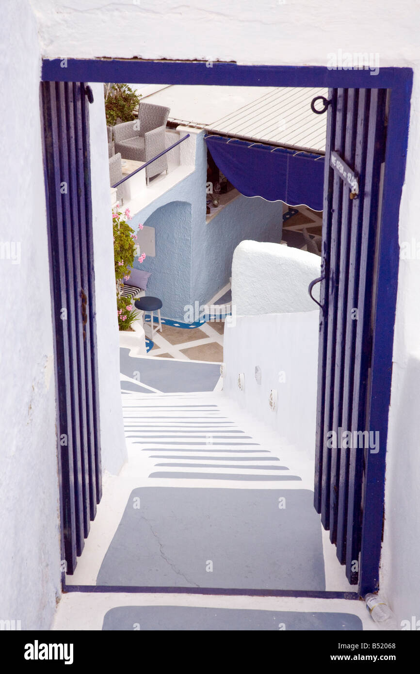 Schritte Fira Santorini Cyclades Griechenland Stockfoto
